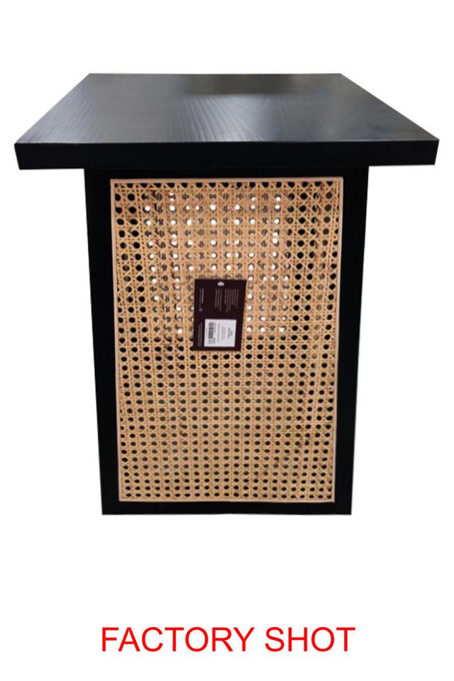 Premier Housewares Cebu Natural Cane And Black Elm Wood Side Table
