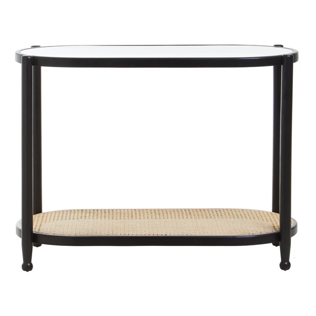 Premier Housewares Cebu Rattan And Glass 2 Tier Console Table