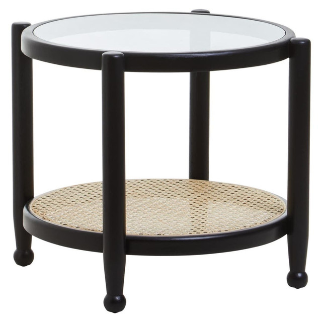 Premier Housewares Cebu Rattan And Glass Side Table