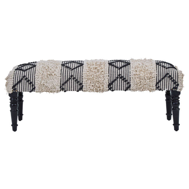 Premier Housewares Cefena Black And White Moroccan Bench