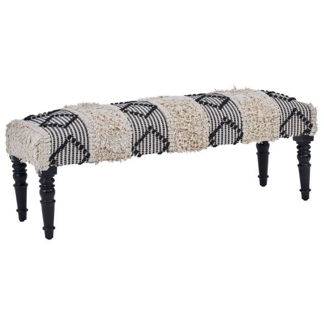 premier housewares Cefena Black And White Moroccan Bench