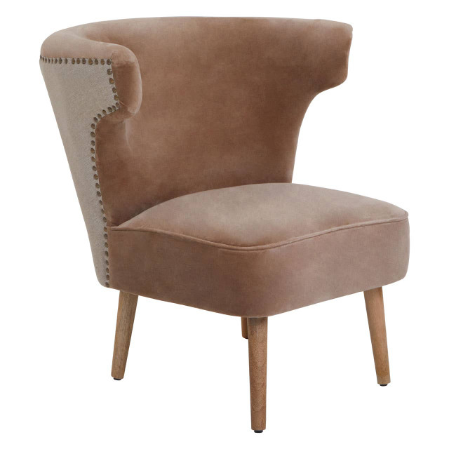 Premier Housewares Cefena Mink Velvet And Natural Linen Chair