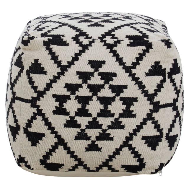 premier housewares Cefena Square Black and White Patterned Pouffe