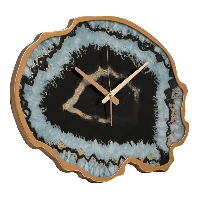 Premier Housewares Celina Black And Gold Agate Effect Wall Clock
