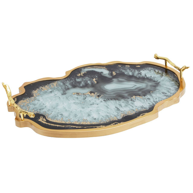 premier housewares Celina Black And Gold Agate Tray