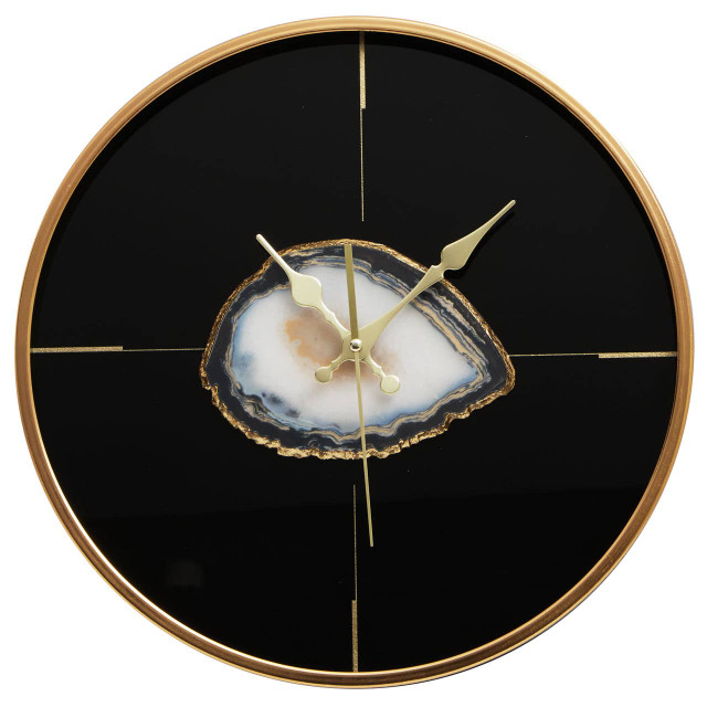 Premier Housewares Celina Black And Gold Round Wall Clock