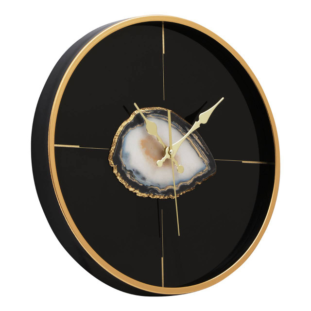 Premier Housewares Celina Black And Gold Round Wall Clock