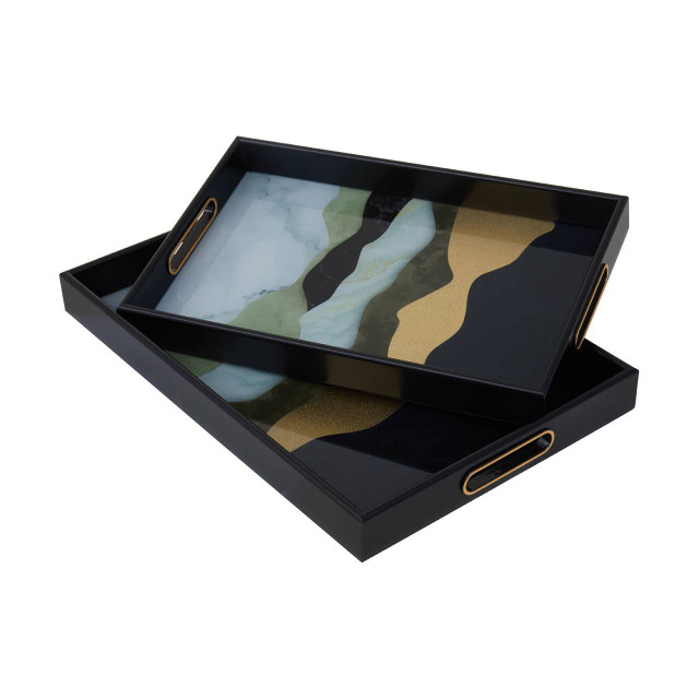 Premier Housewares Celina Set Of Two Assorted Colour Rectangular Trays