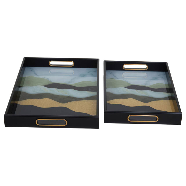 premier housewares Celina Set Of Two Assorted Colour Rectangular Trays