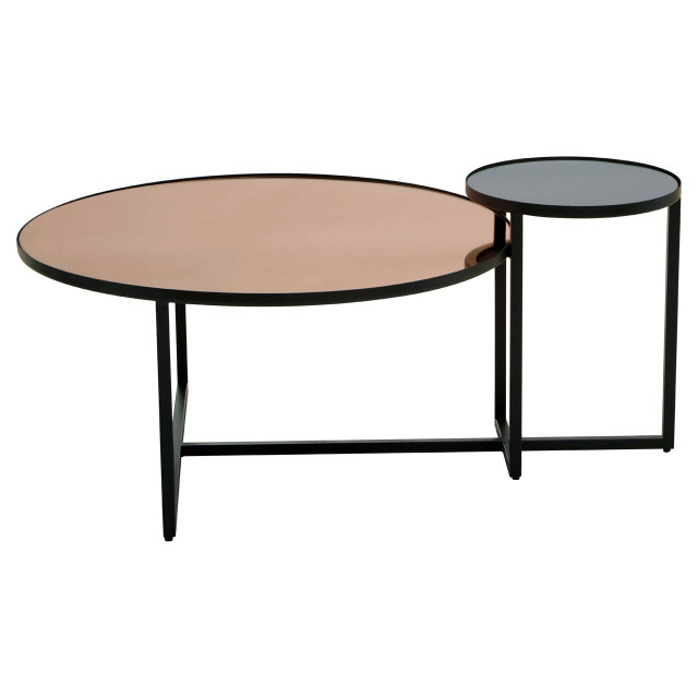 Premier Housewares Cercle Smoked Mirror 2 Tier Coffee Table