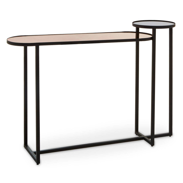Premier Housewares Cercle Smoked Mirror 2 Tier Console Table