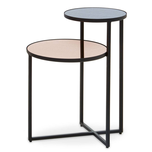 Premier Housewares Cercle Smoked Mirror 2 Tier Side Table