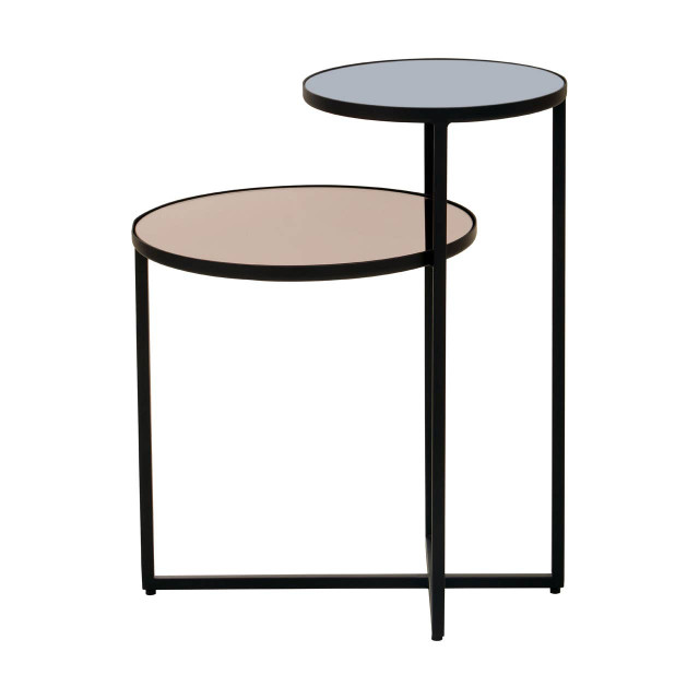Premier Housewares Cercle Smoked Mirror 2 Tier Side Table