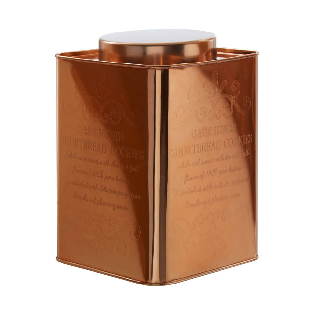 Premier Housewares Chai Square Copper Finish Cookies Canister