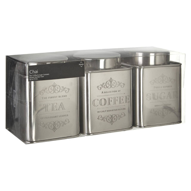 Premier Housewares Chai Stainless Steel Tea Coffee And Sugar Set