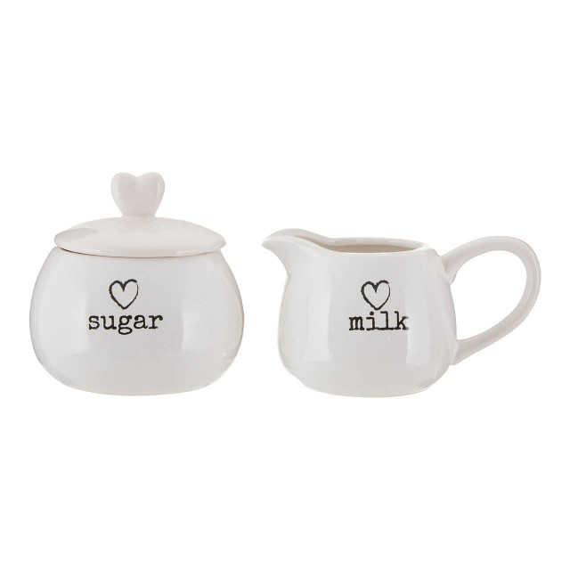Premier Housewares Charm White Ceramic Milk And Sugar Set