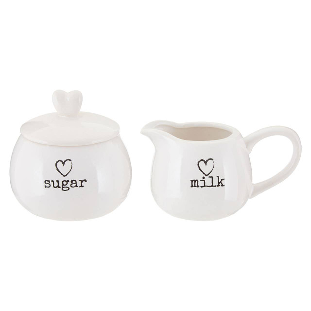 Premier Housewares Charm White Ceramic Milk And Sugar Set