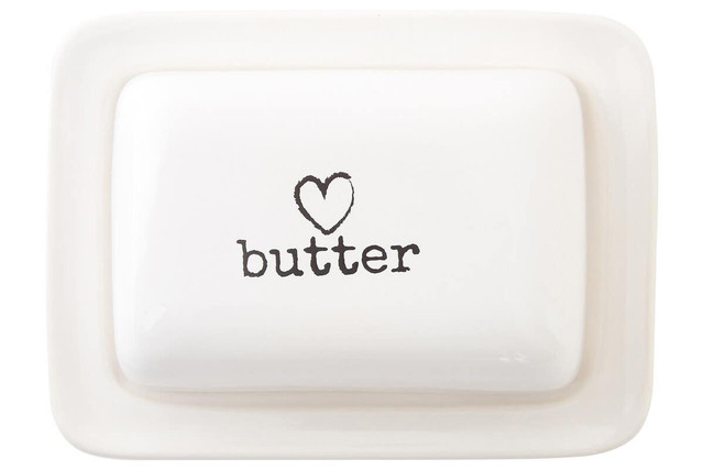 Premier Housewares Charm White Dolomite Butter Dish