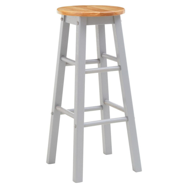 Premier Housewares Chester Natural And Grey Wood Bar Or Kitchen Stool