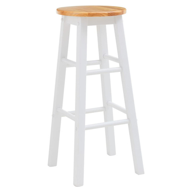 Premier Housewares Chester White And Natural Wooden Kitchen Or Bar Stool