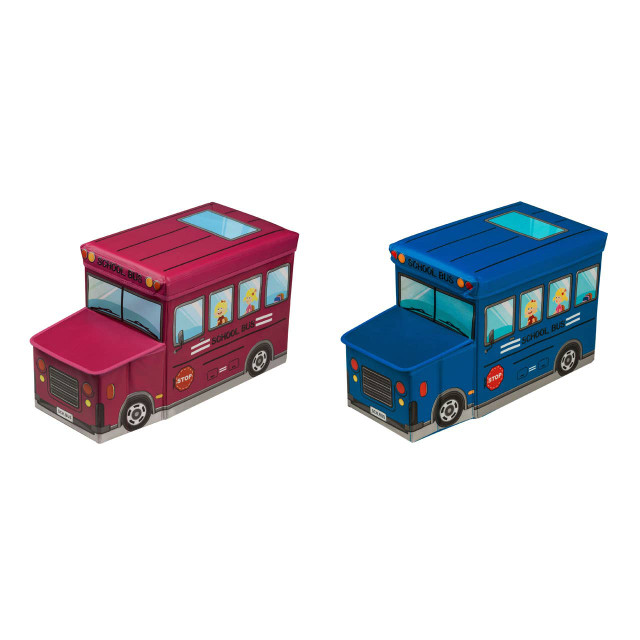Premier Housewares Children's Hot Pink School Bus Box And Seat Storage