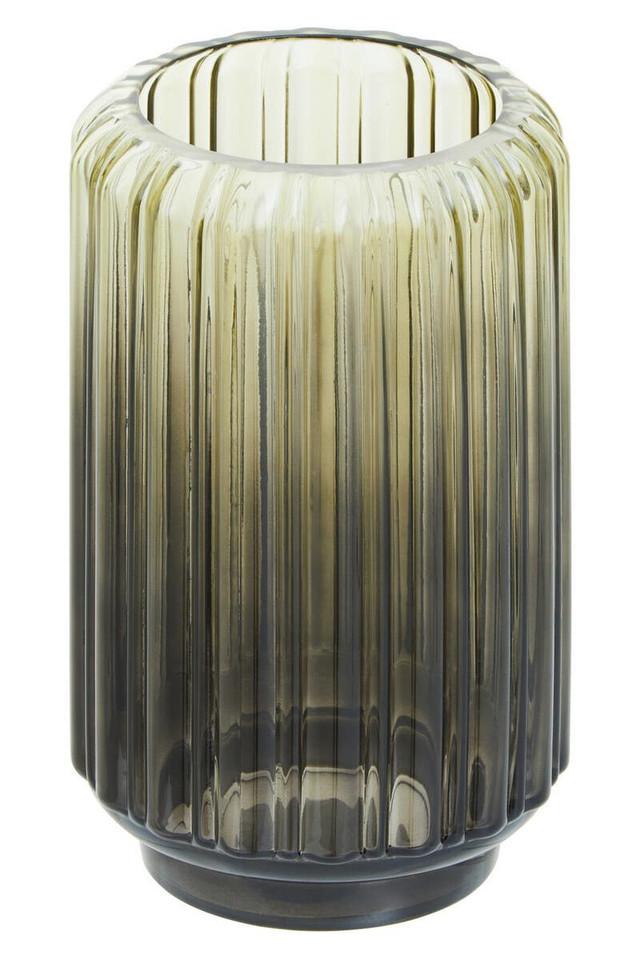 Premier Housewares Chima Small Grey Ribbed Glass Vase