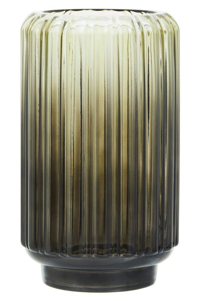 Premier Housewares Chima Small Grey Ribbed Glass Vase