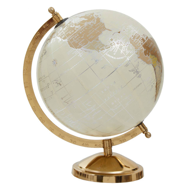 Premier Housewares Churchill Antique White Globe On Gold Stand