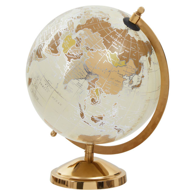 Premier Housewares Churchill Antique White Globe On Gold Stand