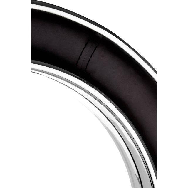 Premier Housewares Churchill Black Genuine Leather Wide Rim Wall Mirror