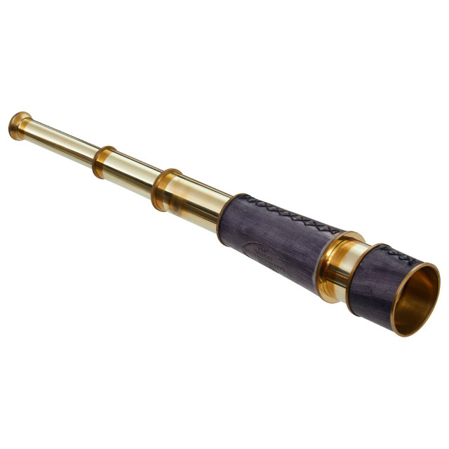 Premier Housewares Churchill Brass And Black Leather Effect Tapered Telescope