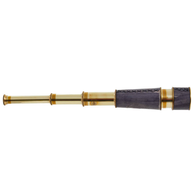 premier housewares Churchill Brass and Black Leather Effect Tapered Telescope
