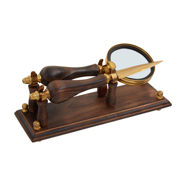 Premier Housewares Churchill Brown Mango Wood Magnifying Glass And Letter Opener