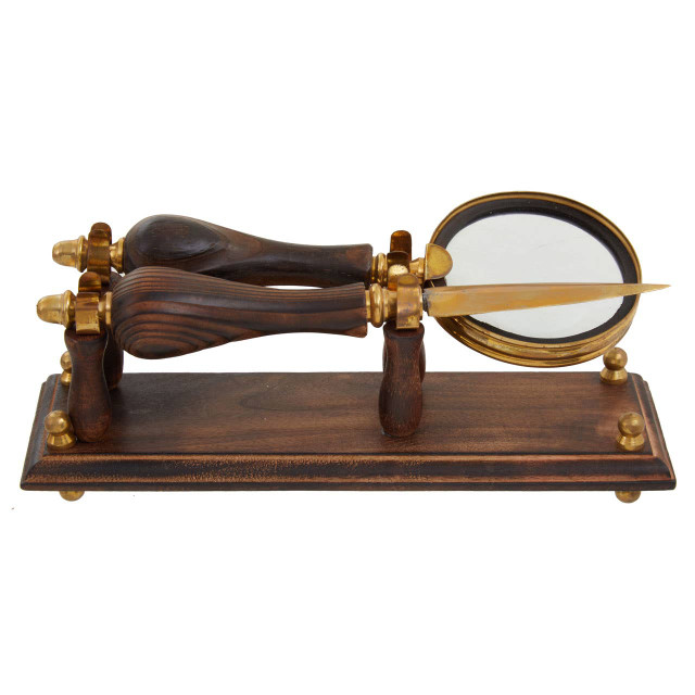 premier housewares Churchill Brown Mango Wood Magnifying Glass and Letter Opener