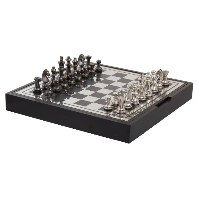 Premier Housewares Churchill Games Black And Silver Chess Set