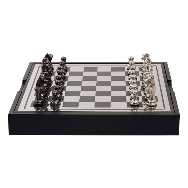 Premier Housewares Churchill Games Black And Silver Chess Set