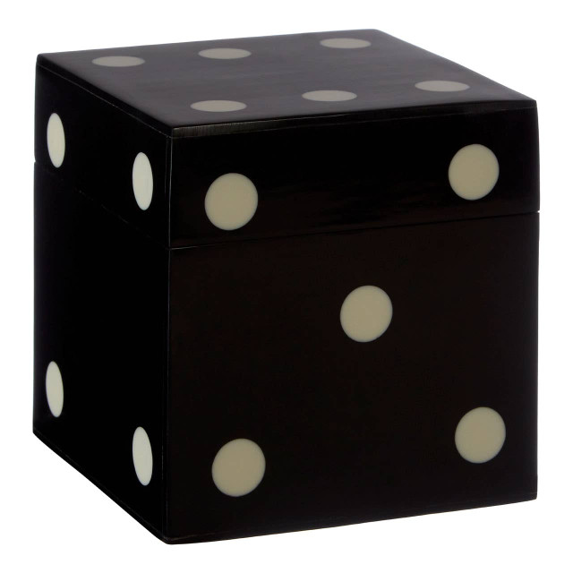 Premier Housewares Churchill Games Black And White Dice Box With 5 Dice