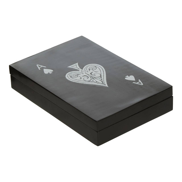 Premier Housewares Churchill Games Black And White Double Card Box With Playing Cards