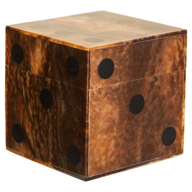 Premier Housewares Churchill Games Brown And Black Finish Dice Box With Five Dice
