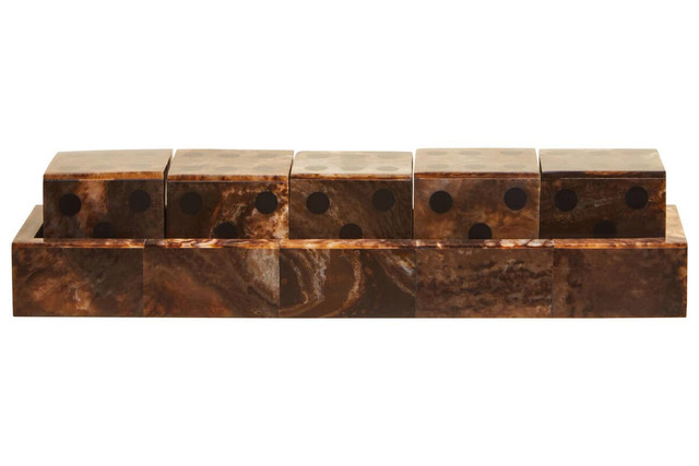 Premier Housewares Churchill Games Brown And Black Finish Five Dice Set