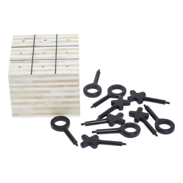 Premier Housewares Churchill Games Cream And Black Bone Noughts & Crosses