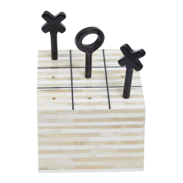 premier housewares Churchill Games Cream and Black Bone Noughts & Crosses
