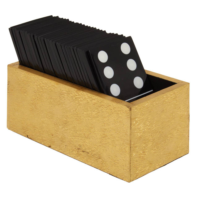 Premier Housewares Churchill Games Gold Domino Set With Black Dominoes