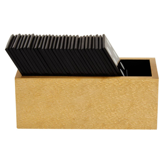 Premier Housewares Churchill Games Gold Domino Set With Black Dominoes