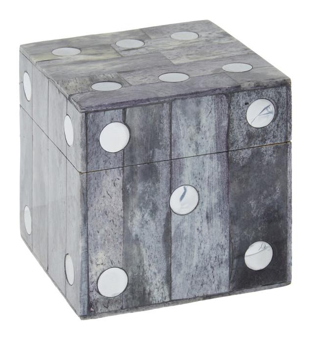 premier housewares Churchill Games Grey Bone Dice Box with 5 Black Dice