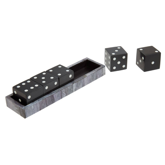 Premier Housewares Churchill Games Grey Bone Dice Set With Black Dice