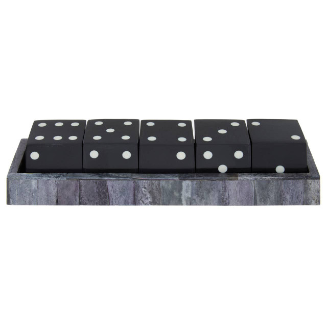 premier housewares Churchill Games Grey Bone Dice Set with Black Dice