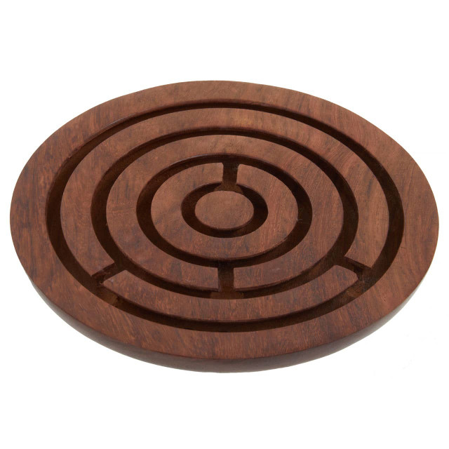 premier housewares Churchill Games Round Sheesham Wood Labyrinth