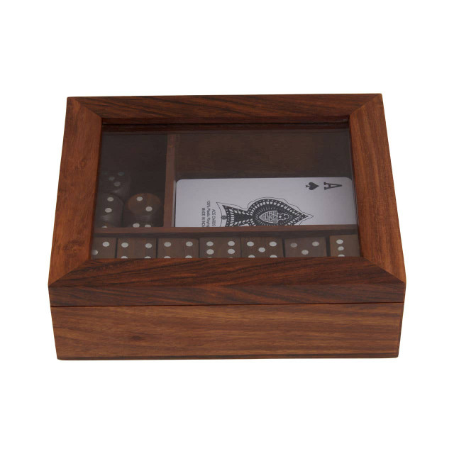 Premier Housewares Churchill Games Set With Dominoes Dice And Playing Cards