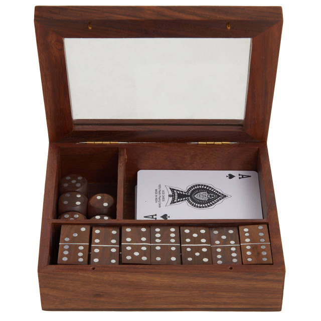 premier housewares Churchill Games Set With Dominoes Dice and Playing Cards